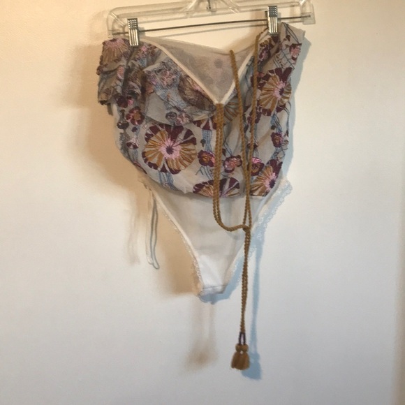 Free People Floral One-Shoulder Bodysuit - Purple and Gold - Picture 3 of 9